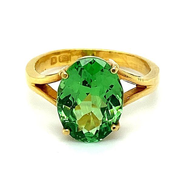 Certified Tsavorite 5.02ct Solid 22K Gold Ring - Picture 1 of 11